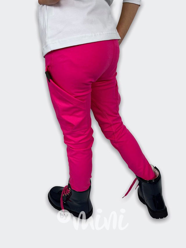 Designové kalhoty s kapsami - malinové