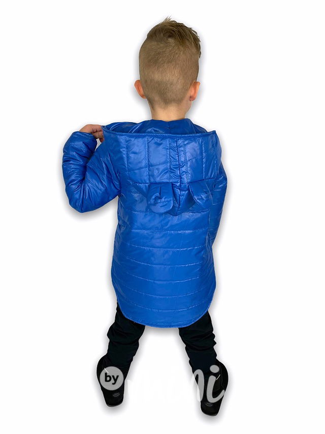 Prošívaná long bunda ouška - blue