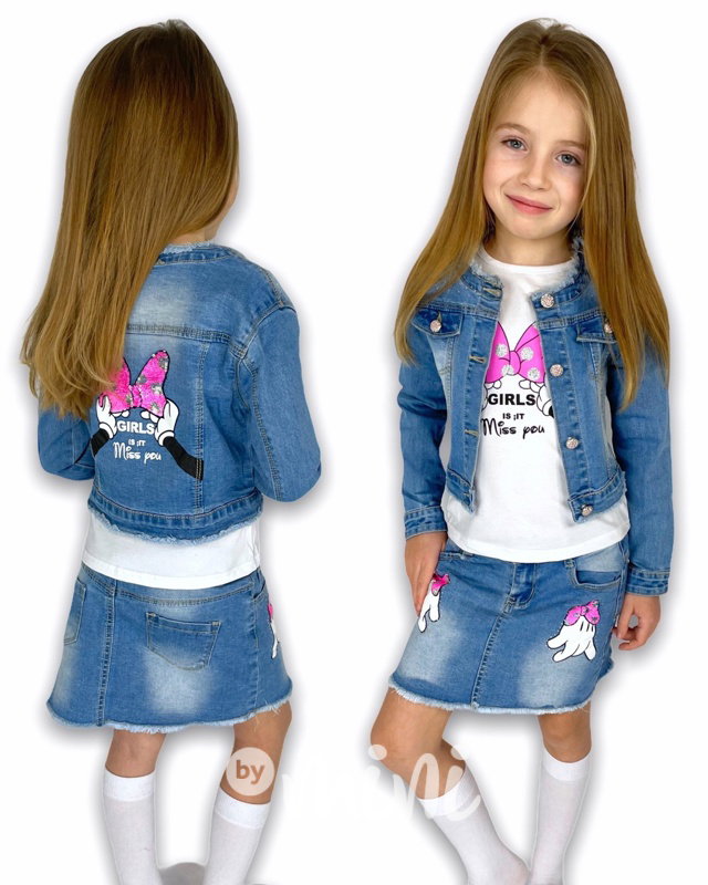 Jeans 3-dílný komplet s flitry a kamínky