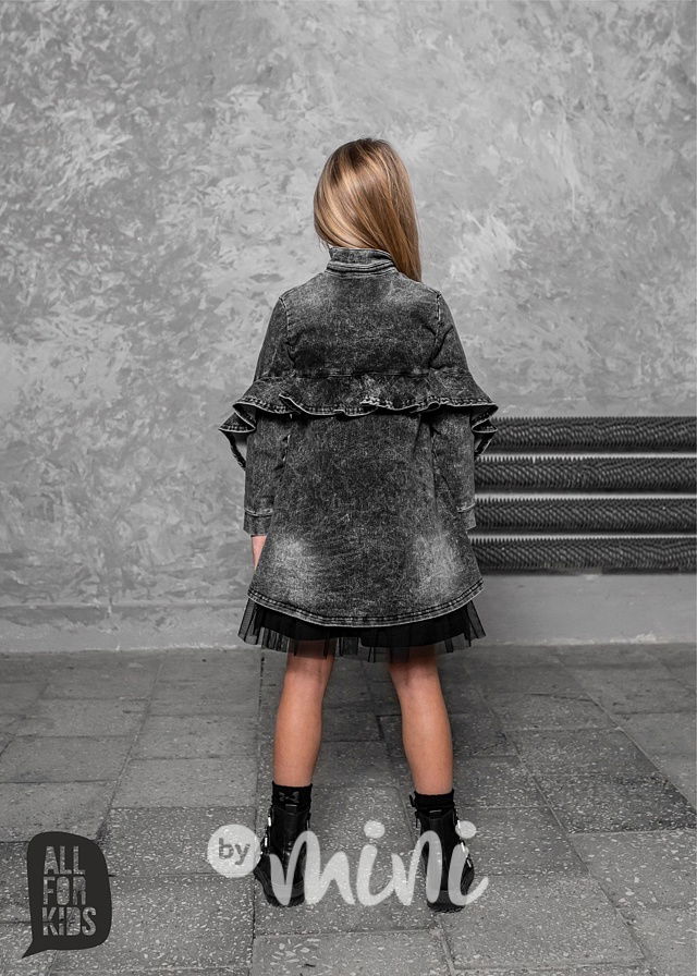 Jeans dívčí košilová tunika ice black *AFK*