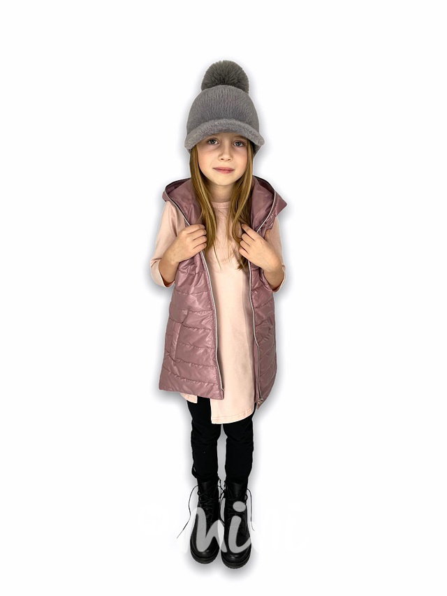 Jarní dlouhá vesta - pudder pink