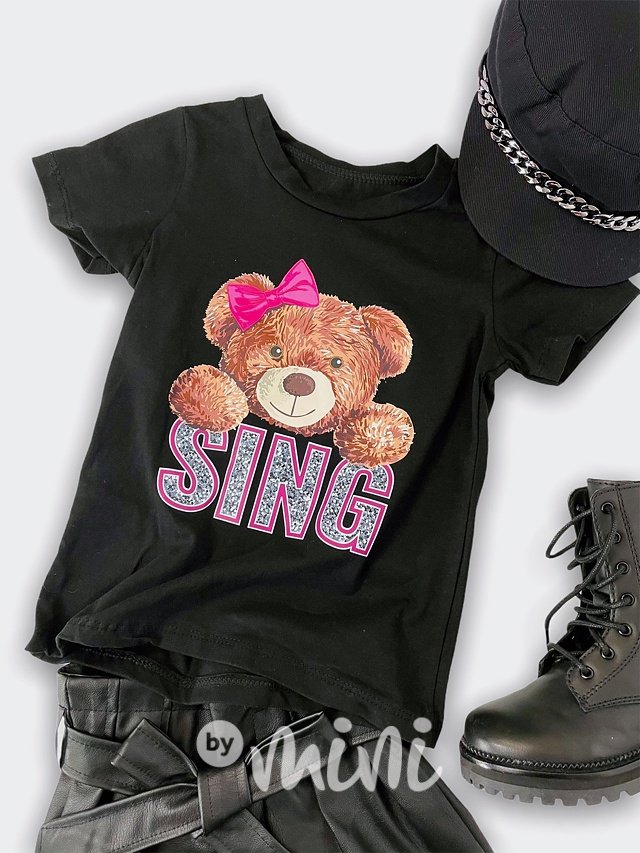 Teddy bear dívčí černé triko