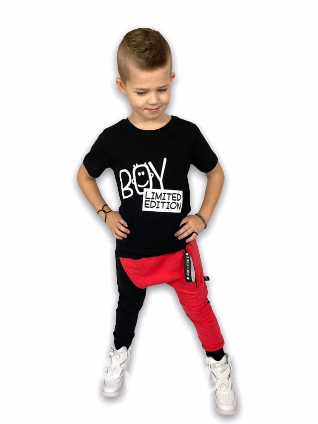 Street boy baggy tepláky black/papaya