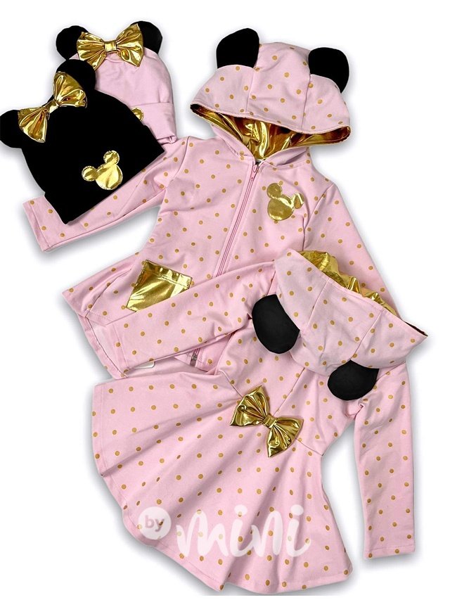 Minnie mikčokabátek pink/gold