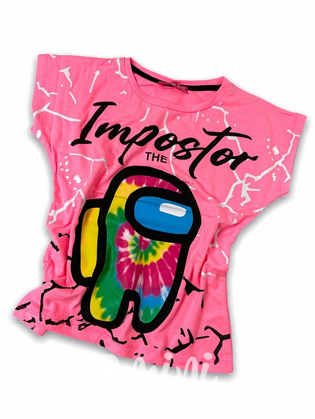 Impostor/Among us triko neon pink