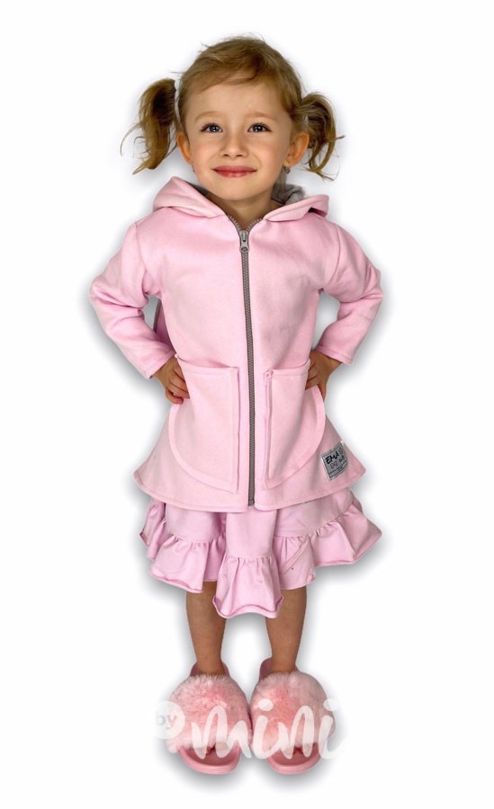 Bunny dětský teplý mikčokabátek pink/grey