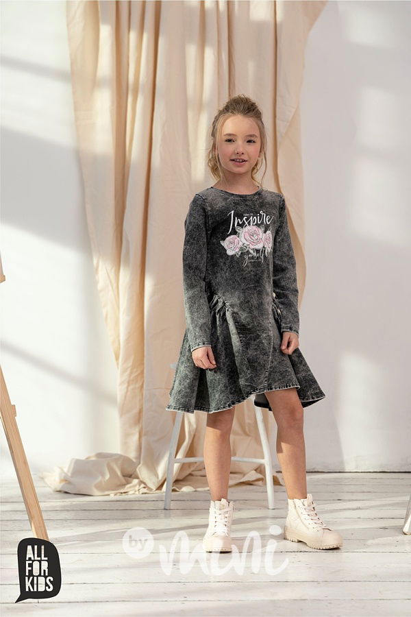 Soft jeans šaty ROSE ice black *AFK*