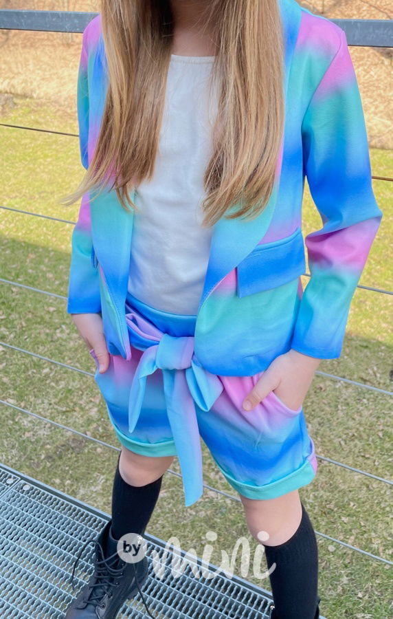 Watercolor sako + šortky blue