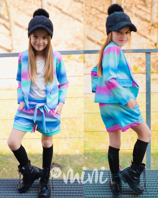 Watercolor sako + šortky blue