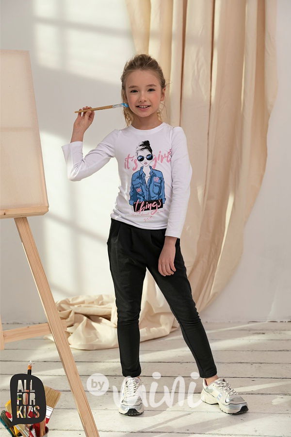 Dívčí černé bavlněné baggy kalhoty *AFK*