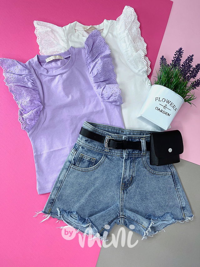 Ripped jeans kraťasy s páskem