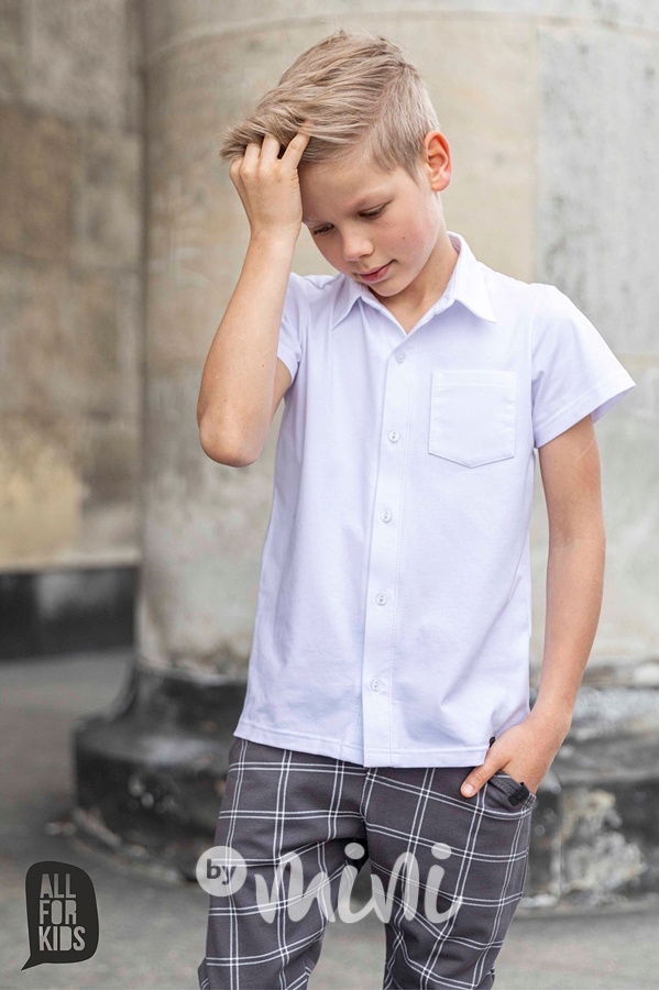 Bavlněná bílá košile s krátkým rukávem