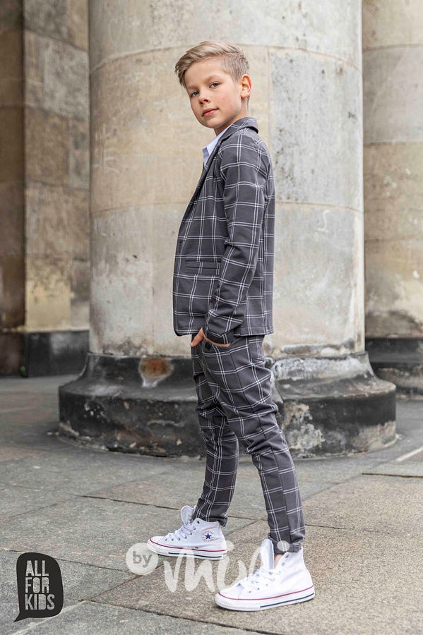 Elegant kalhoty - steel karo