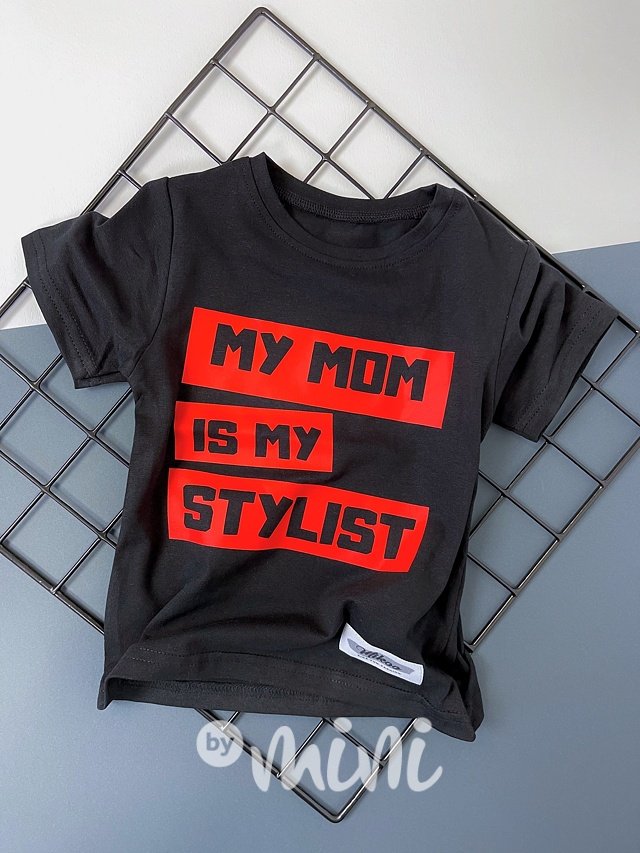 My mom is my stylist triko black/red