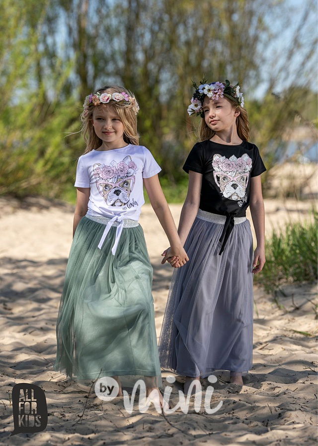 MIDI dlouhá tylová sukně - mint *AFK*