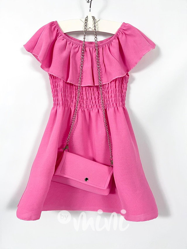 Letní hispánské šaty s kabelkou pink