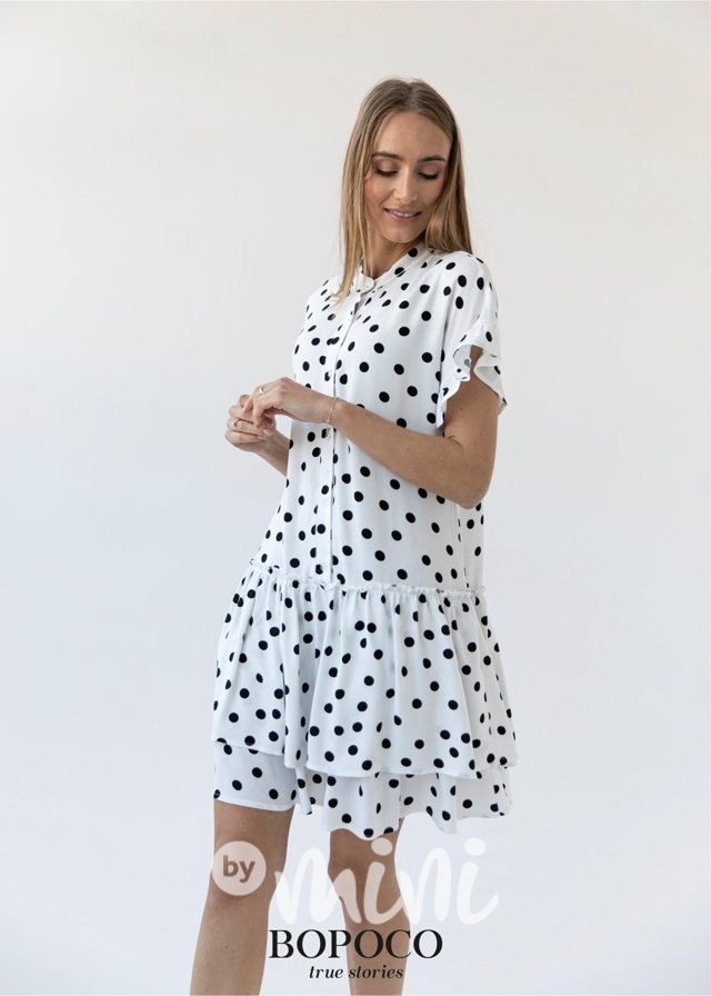 Dámské puntíkaté letní šaty - white