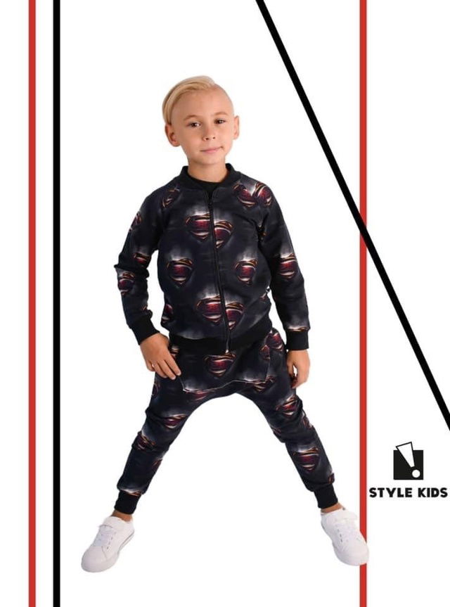 Baggy Superman s kapsičkou a zipem