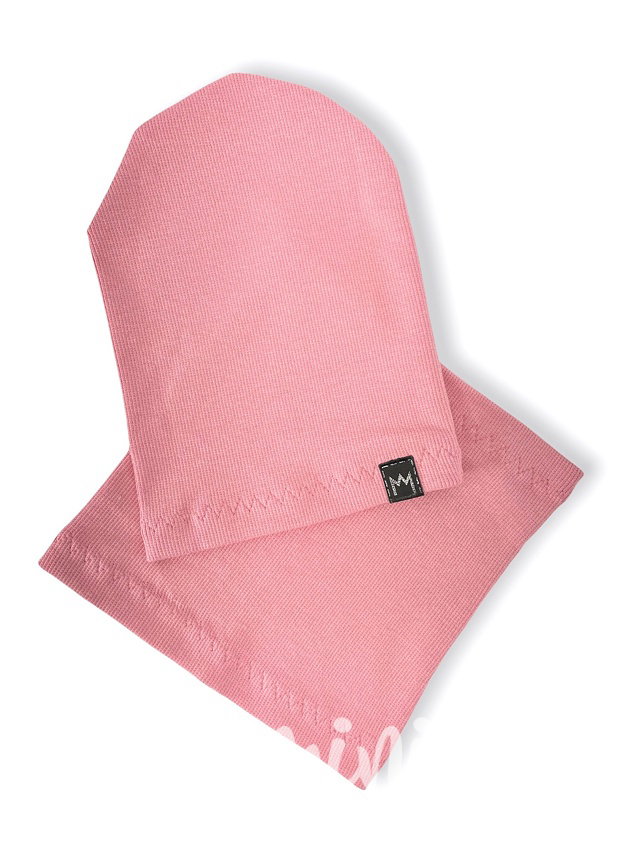 Old pink žebrovaná houmles čepka s nákrčníkem