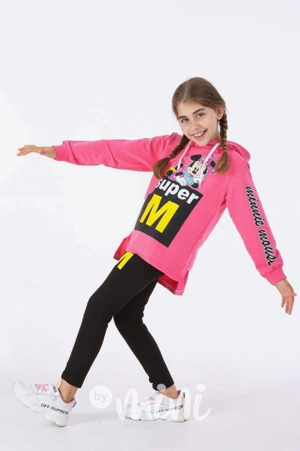 SUPER Minnie hoodie tunika + jegginy pink