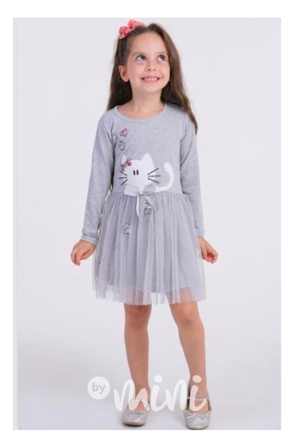Bavlněné CAT šaty s tylovou sukní grey