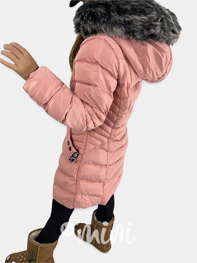Zimní kabát pudder pink + sluchátka