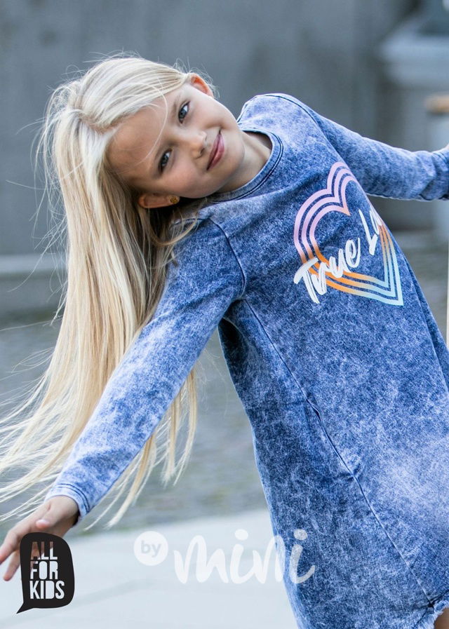 Jeans šaty LOVE acid blue