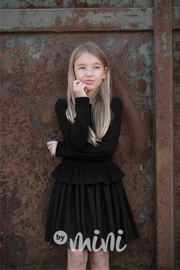 Svetrové šaty s tylem black