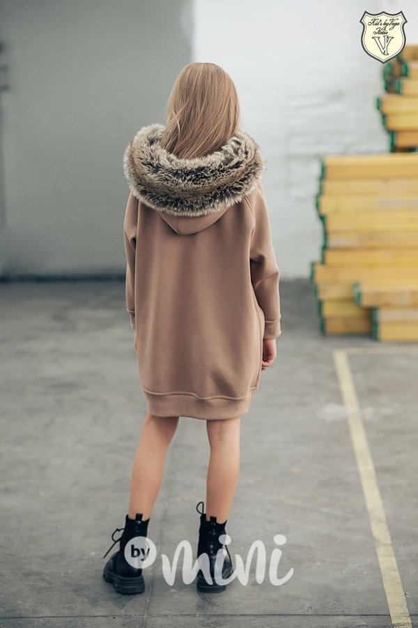 Voga zateplená mikinová tunika fur beige