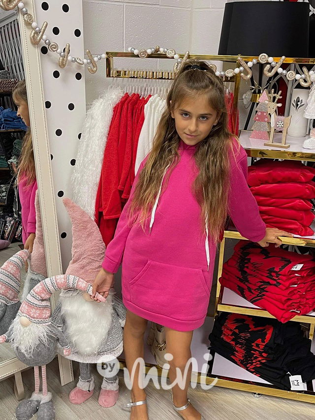 Super termo hoodie tunika s bambulkama - malina