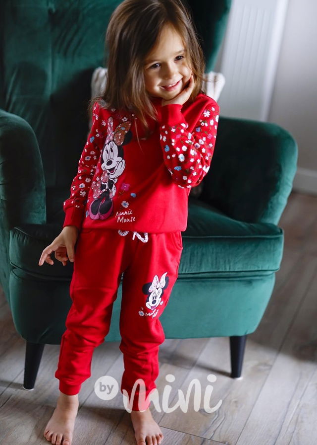 Minnie červená teplákovka flowers