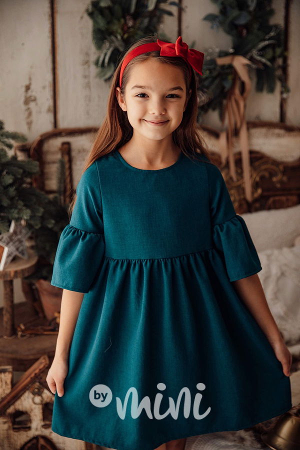 Smaragd Lily Grey šaty s balonovými rukávy