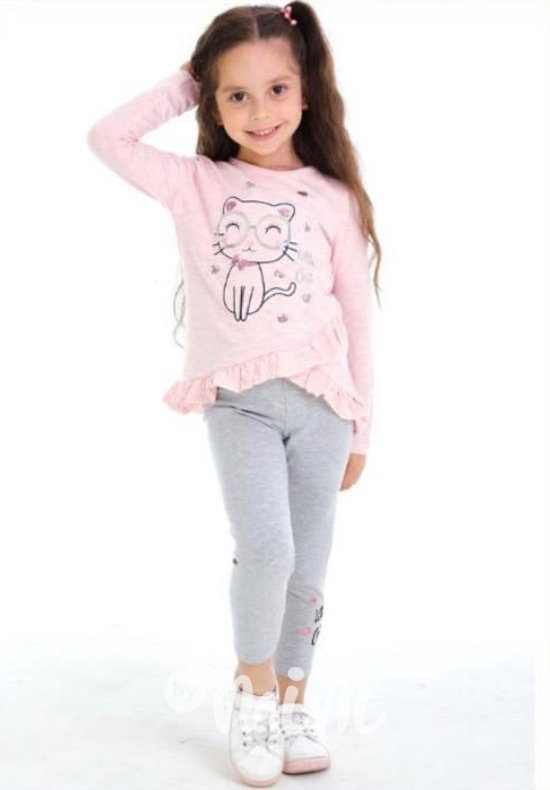 Little cat tunika + legíny pink/grey