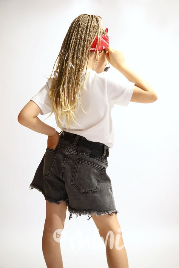 Ripped black jeans shorts s páskem