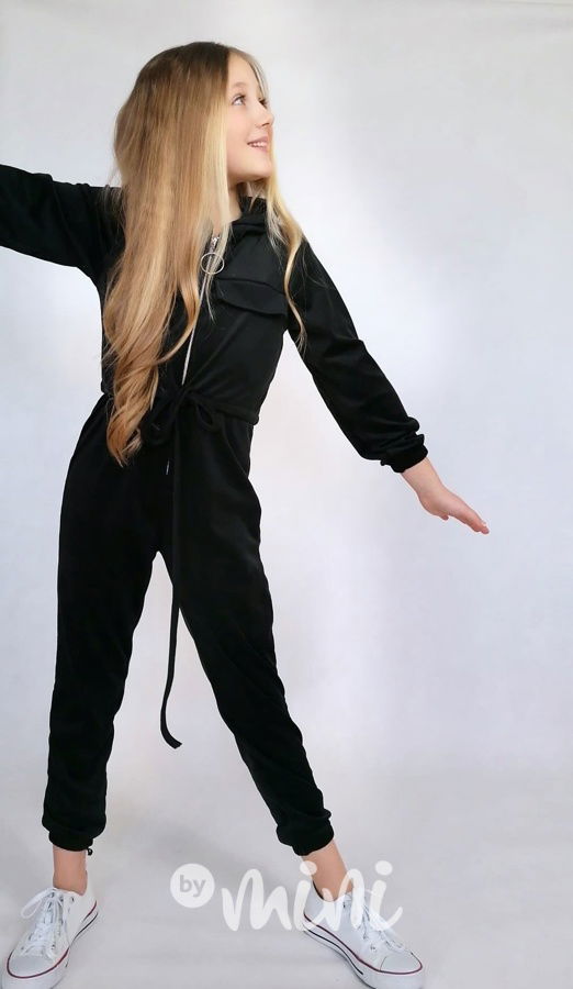 Velurový comfy overal black