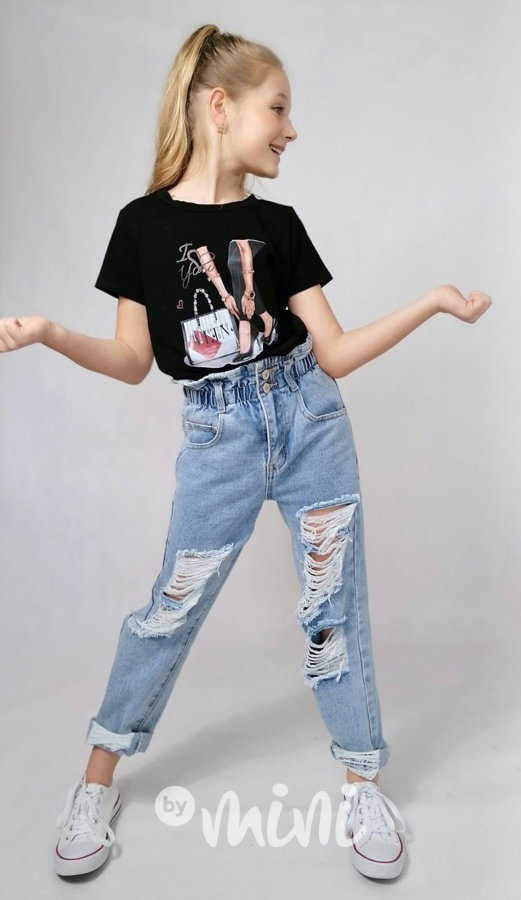 Ripped jeans se zvýšeným stretch pasem