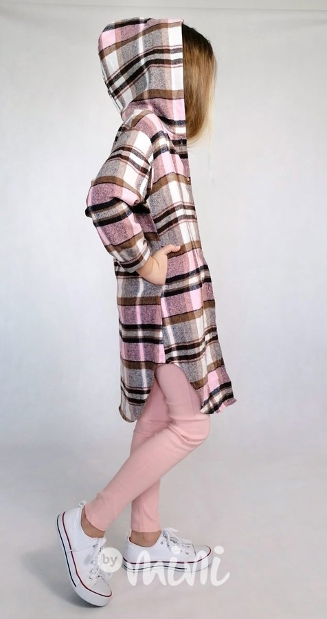 Dlouhá flanelová hoodie košile