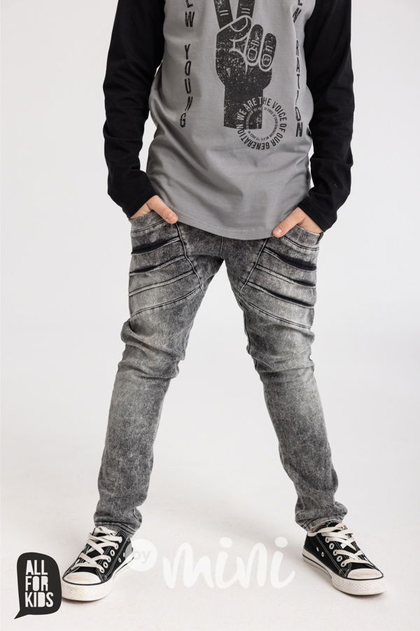 Prošívané soft black jeans kalhoty