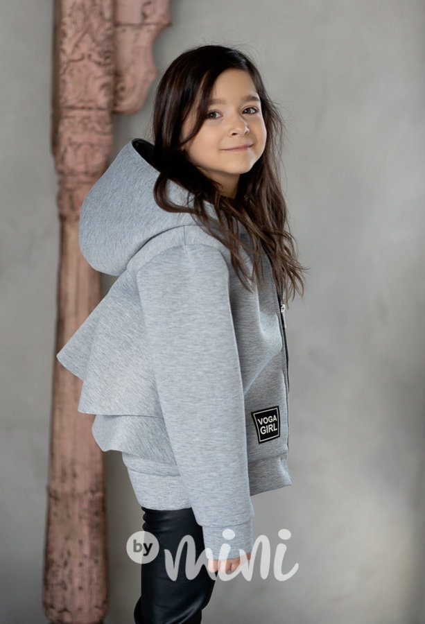 Voga mikinová "neopren" bunda s volánky grey