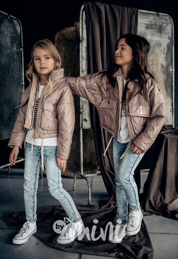 Voga prošívaná oversize crop bunda beige