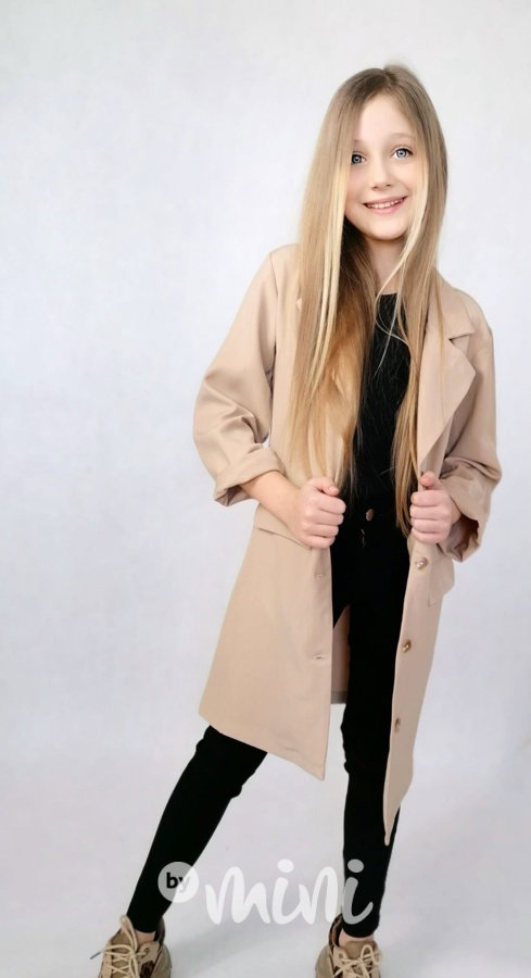 Fashion dlouhé sako oversize beige