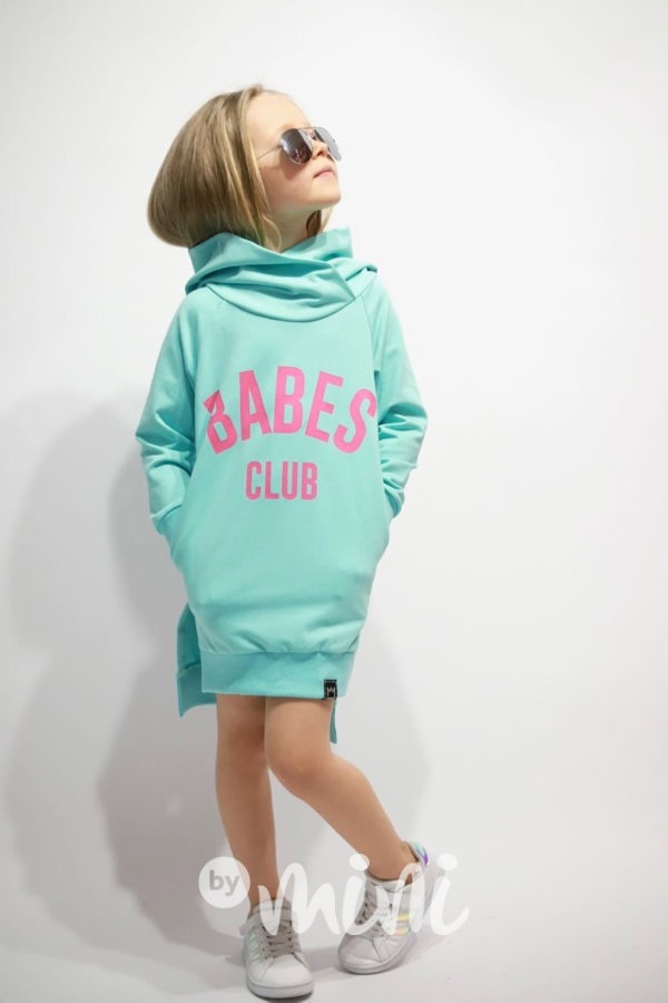 BABES hoodie mikinová tunika mint
