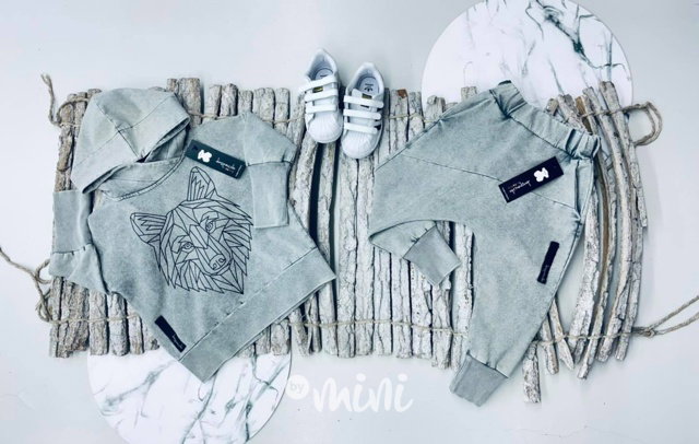 Despacito WOLF mikina acid wash grey