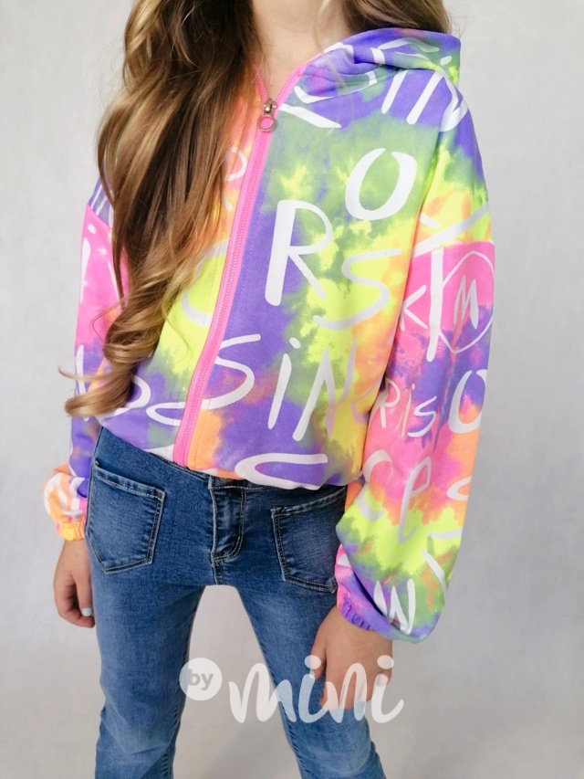 Neon ombre jarní crop bunda lila