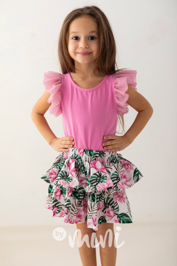 Lily Grey bavlněná řasená sukně pink jungle