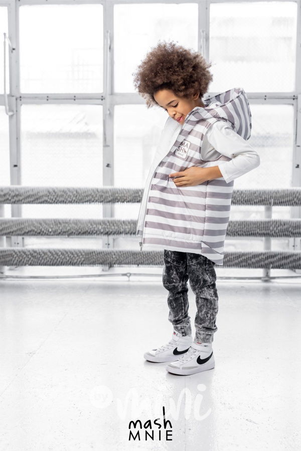 Pruhovaná vesta WOLF SOUL beige *MashMnie*