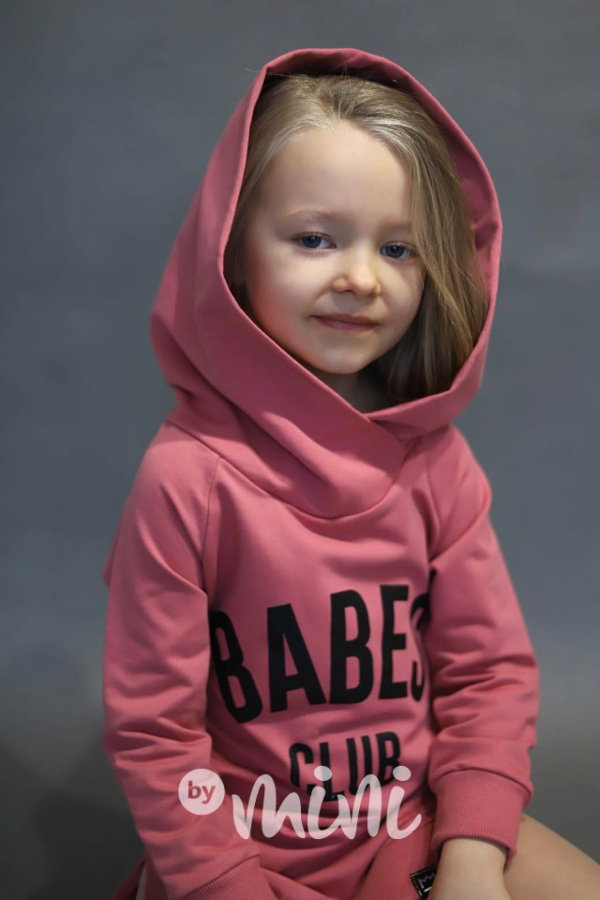 BABES hoodie mikinová tunika old pink
