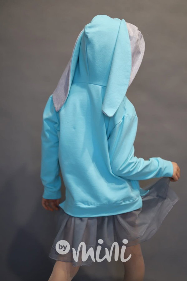 Bunny hoodie tunika s tylem a flitry mint