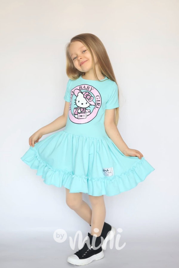 Maxi točivé šaty Hello Kitty mint