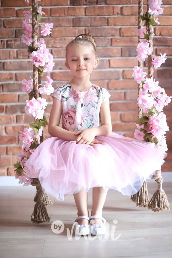 FLOWER slavnostní šaty pudder pink